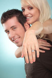 love couple with diamond ring hand